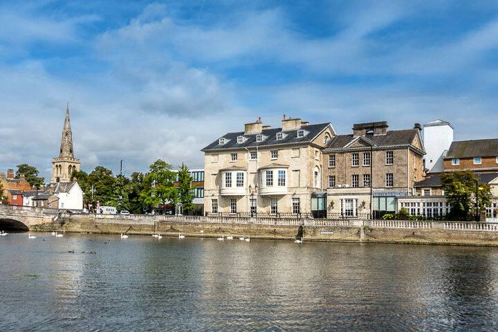 The River Great Ouse and Bedford Embankment on a bright day